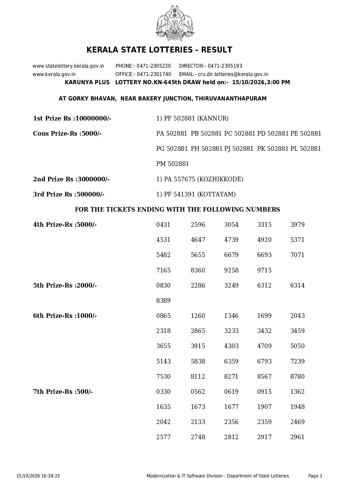 Karunya Plus result 2026-10-15 page 1