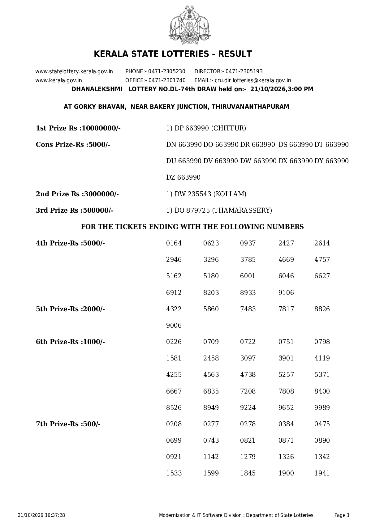 Dhanalekshmi result 2026-10-21 page 1