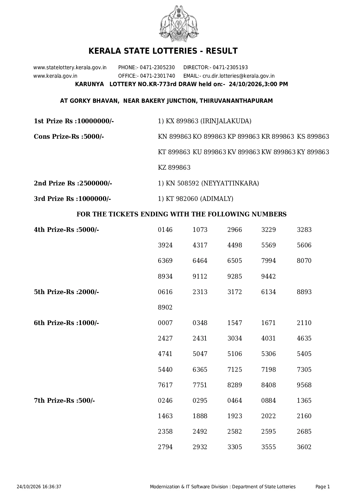 Karunya result 2026-10-24 page 1
