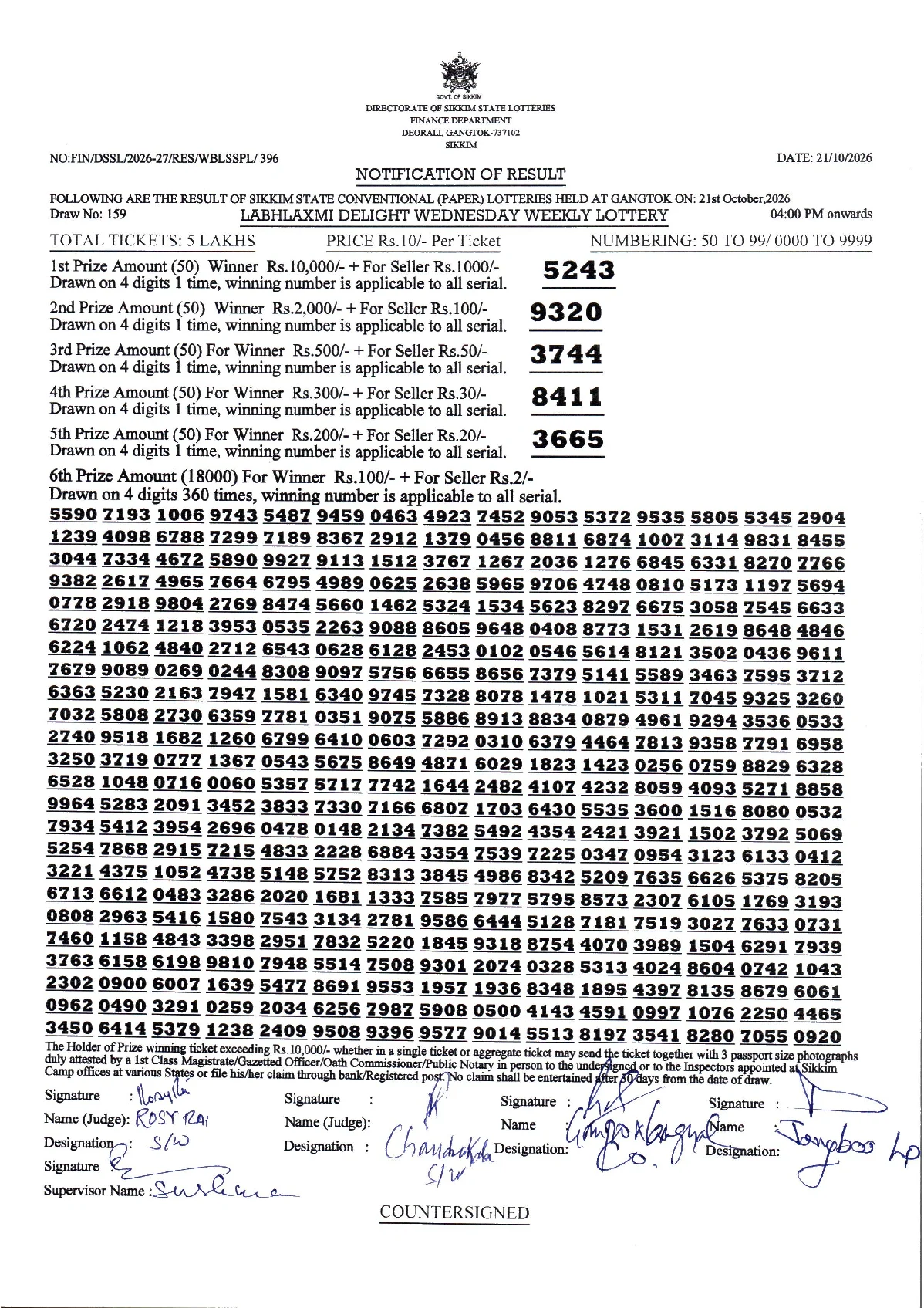 Labhlaxmi Delight Wednesday Weekly Lottery result 2026-10-21 page 1